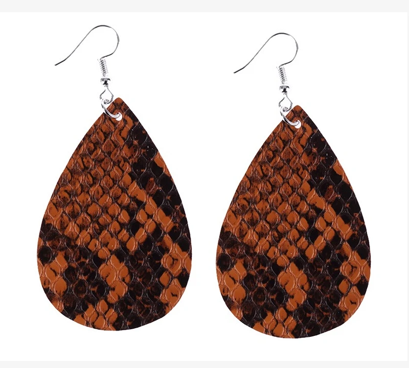 2019 Горячая Мода змеиный принт из искусственной кожи большие серьги для женщин
