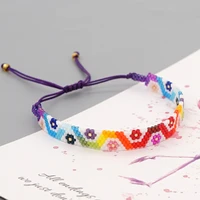 fashion rainbow gradient color eye beads hand woven bohemian couple bracelet bracelets on hand couple bracelets bangles