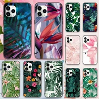 tropical green plant leaf phone case for iphone 11 12 pro xs max 8 7 6 6s plus x 5s se 2020 xr luxury brand shell funda coque