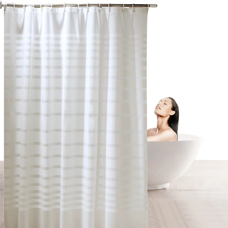 Пластиковая занавеска для душа s PEVA белая полосатая ванной дома отеля комнаты