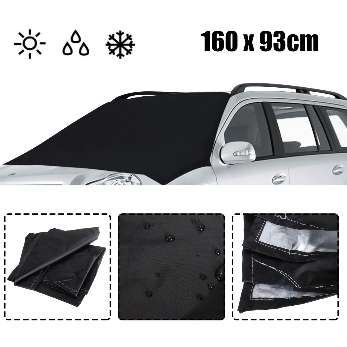

160x93cm Rectangle Car Truck Front Window Windscreen Cover Heat Sunshield Snow Cover Magnetic Anti UV Frost Dust Protector