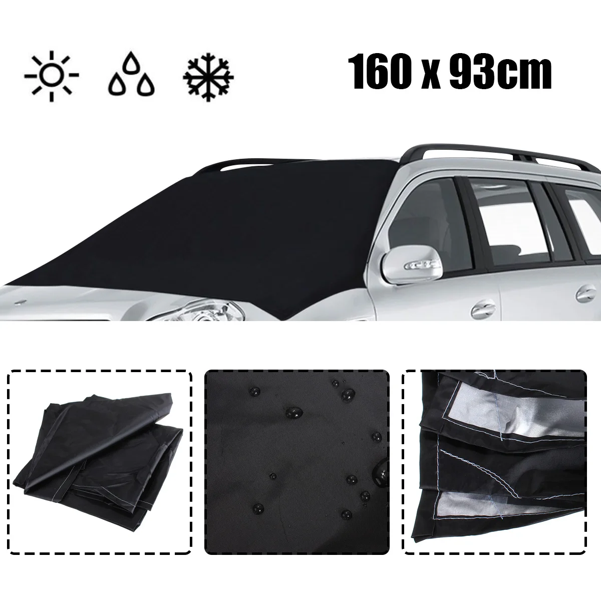 

Прямоугольный чехол для лобового стекла автомобиля, 160x93 см