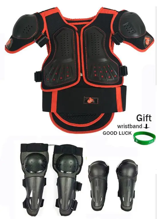 vest knee elbow 3 Для детей ростом от 0,8 до 1,7 м, Детский жилет для мотокросса с защитой от Латки, детский жилет для катания на коньках, скутер, наколенник для мальчиков - Цвет: vest knee elbow 3