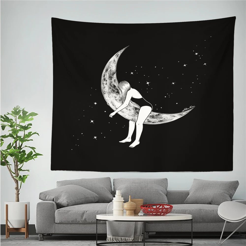 

Moon Night Wall Hanging Tapestry Nordic Ins Style Printed 100% Polyestry Wall Cloth Tapestries Home Decoration Wall Carpet