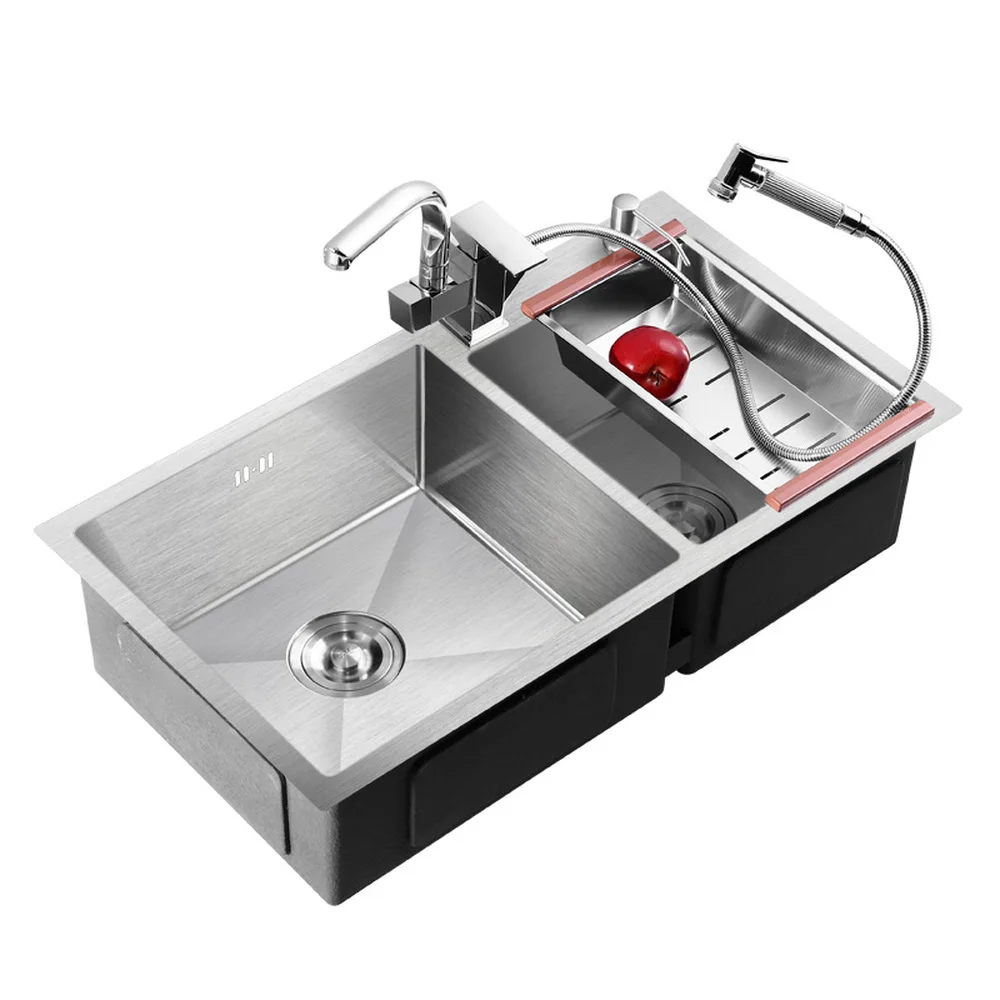 Большая кухонная раковина с двойным начесом большая над столешницей из