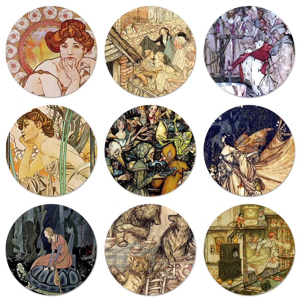 58 мм Арт плакат Альфонса Мухи значок брошь заколка аксессуары для одежды рюкзак