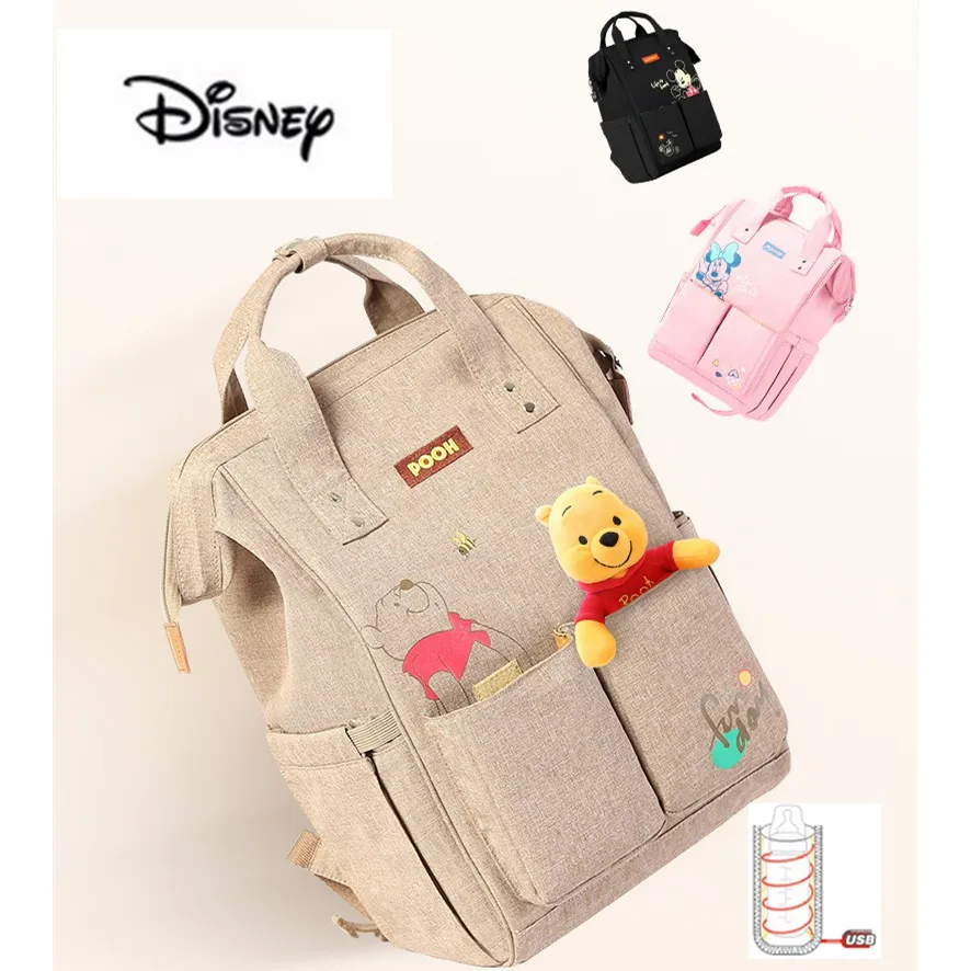 Disney USB Diaper Bag Backpack Baby Care Bags Bottle Warmer Mummy Backpack Maternal Minnie Mickey Bolsa Maternity Backpack