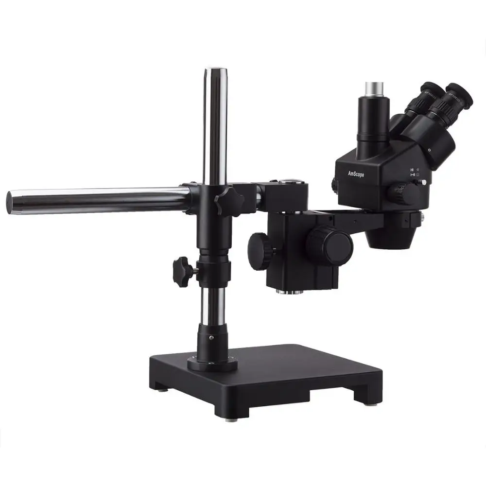 Микроскоп AmScope 7X-90X черный Тринокулярный Стерео-микроскоп с зумом на одной руке