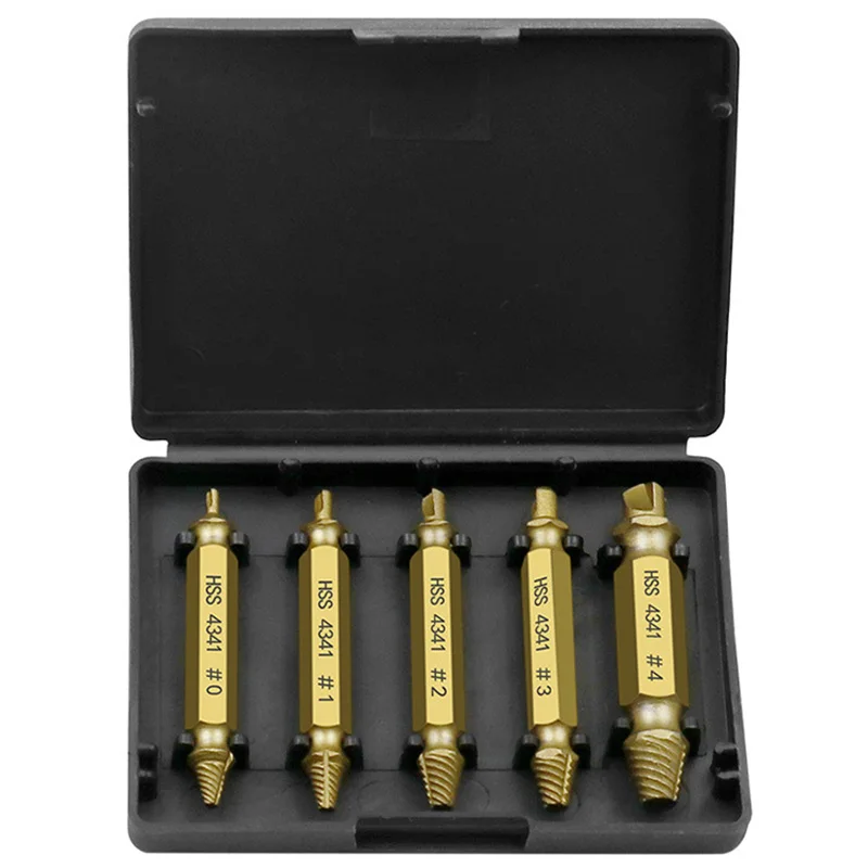 

5pcs HSS Titanium Coated Double-head Damaged Screw Bolt Extractor Drill Bits Broken Bolt Stud Stripped Screw Removers