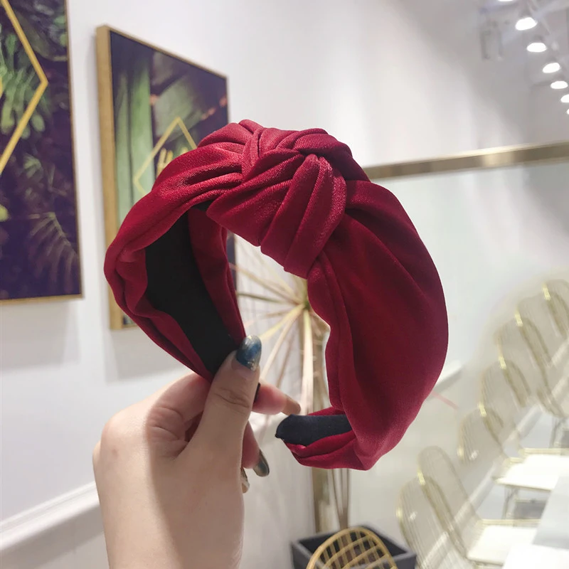 1 pc Fashion Style Women Girls Solid Bezel Vintage Hairband Headband Female Girls Korean Cross Satin Hair Accessories Headwear