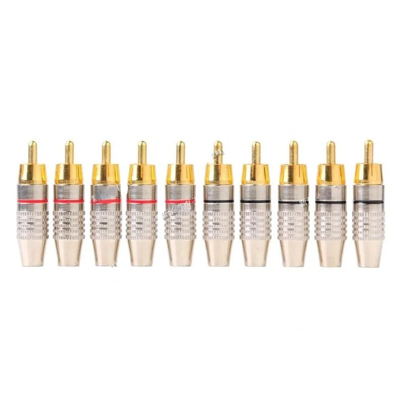 10Pcs RCA Plug Audio Video Locking Cable Connector Gold Plated Color | Обустройство дома