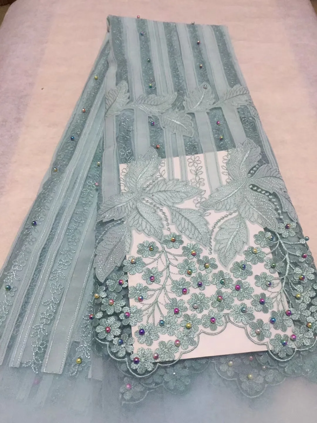 

Noble French Tulle Lace Fabric Hihg Quality Embroidery 2021 Wedding Nigerian African Lace Fabric With Lots Of Bead CD21042