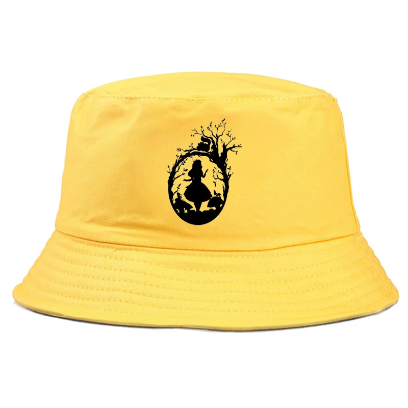 

Disney Alice in Wonderland Double-sided Cartoon Fishing Hat Summer Cute Bucket Hat Graphic Sunbonnet Panama Cap For Man Women