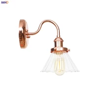 iwhd modern nordic led wall lamp with switch creative rose golden wall light glass lampshade mirror light vintage bathroom light