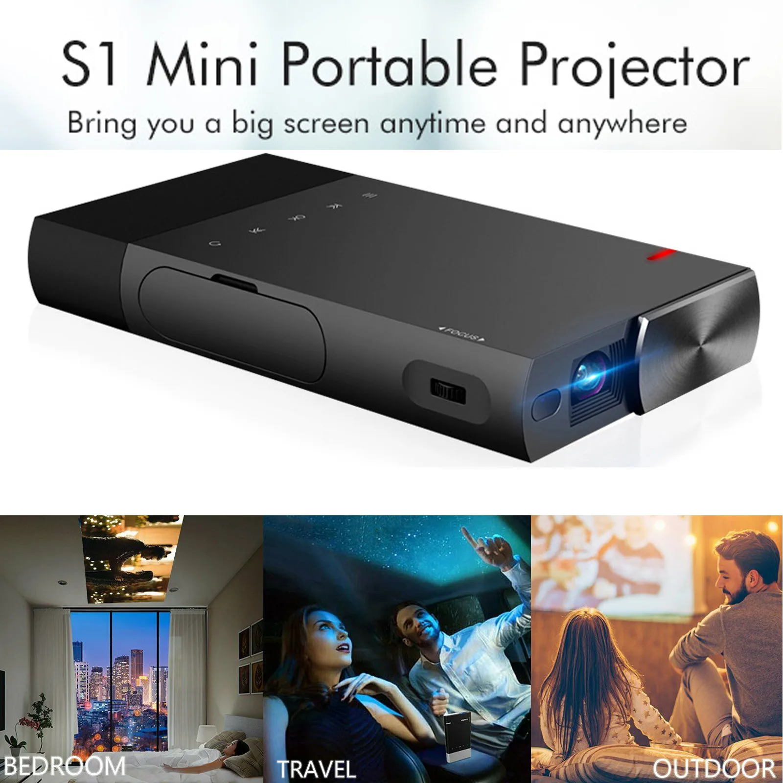 Портативный мини проектор S1 DLP 5200 мАч проводной дисплей с синхронизацией для