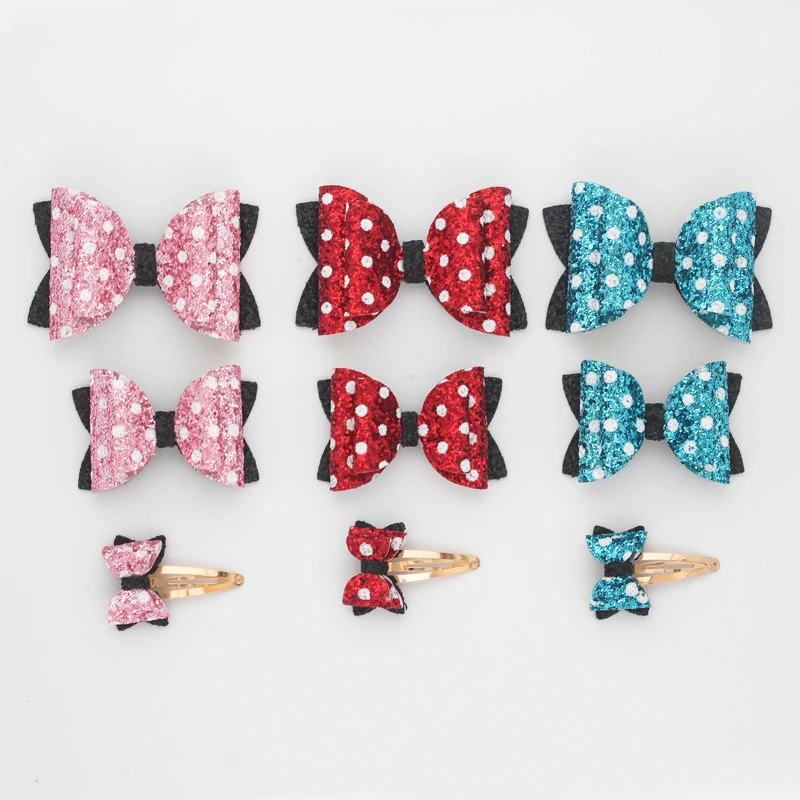 

Set Handmade Mickey Minnie Cute Glitter Bows Side Hair Clip Shiny Hair Accessories Girls Kids Childr Hairpins Headwear Barrettes