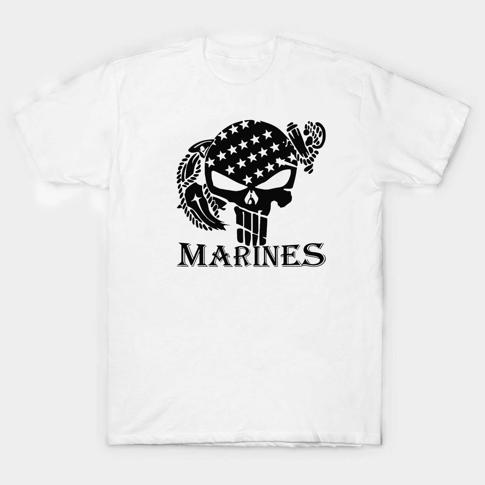 

American Flag Skull & Anchor Marines Mens T-Shirt. Summer Cotton Short Sleeve O-Neck Unisex T Shirt New S-3XL