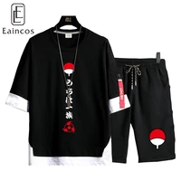 anime t shirt itachi cosplay costume black short sleeve fashion sharingan costumes suit