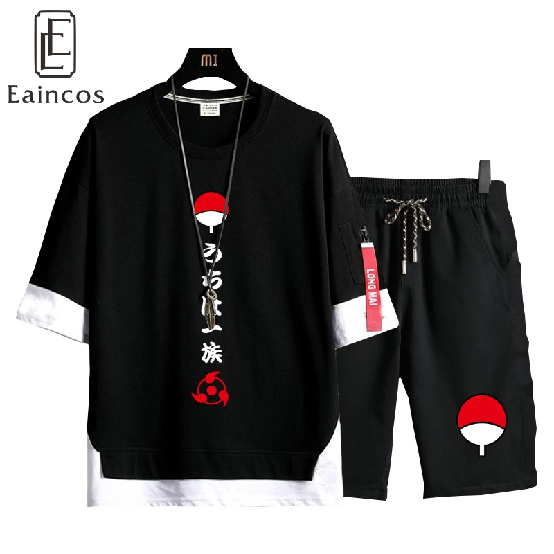 Anime T-Shirt Itachi Cosplay Costume Black Short Sleeve Fashion Sharingan Costumes Suit | Тематическая одежда и униформа