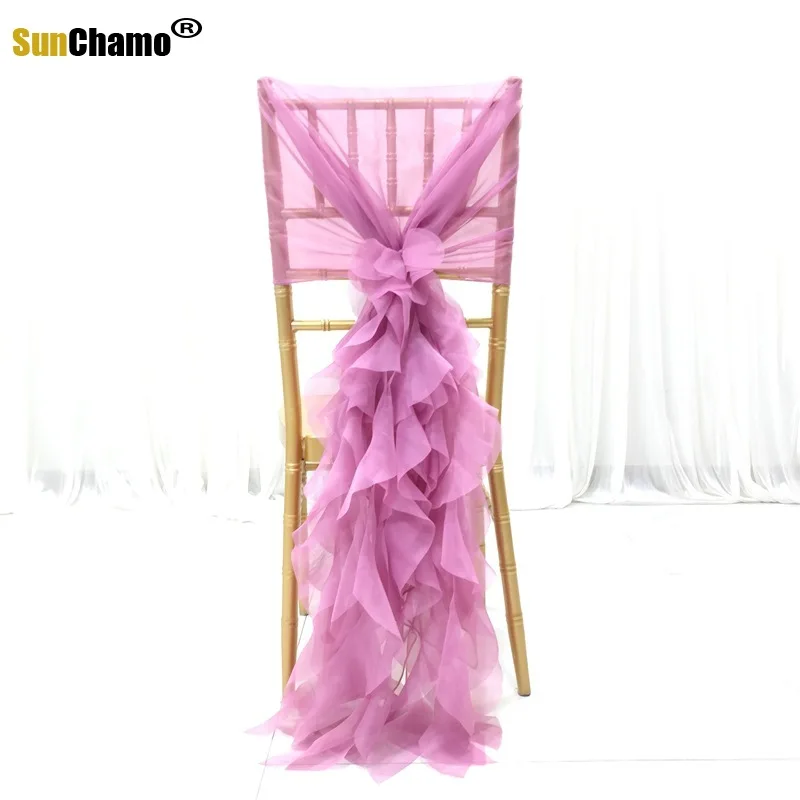 High Quality Fashion Chair Sashes Band Ties Curly Chiffon Ruffled for Wedding Party Banquet Decor Supplies | Дом и сад