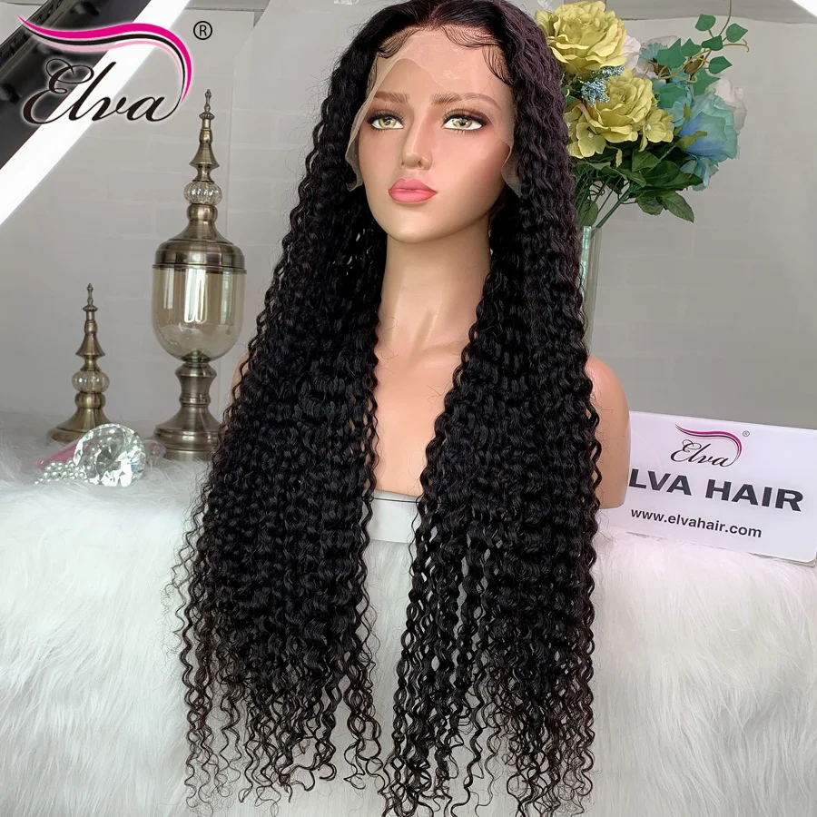 32 ''кружевные передние человеческие волосы парики для черных женщин кудрявые