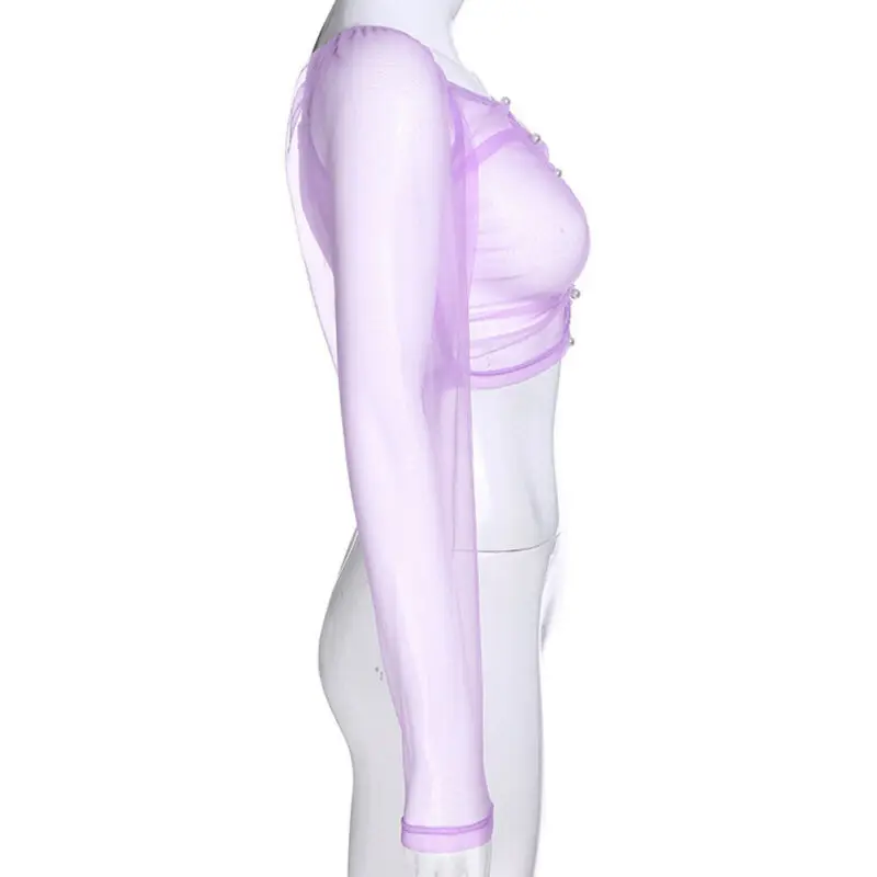 Летняя Сексуальная женская прозрачная сетчатая блузка повседневные топы с