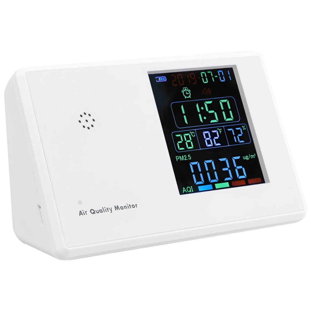 

Home LCD Display For CO2 PM2.5 Accurate Air Quality Monitor Rechargeable USB Port Formaldehyde Particles Office Alarm Humidity