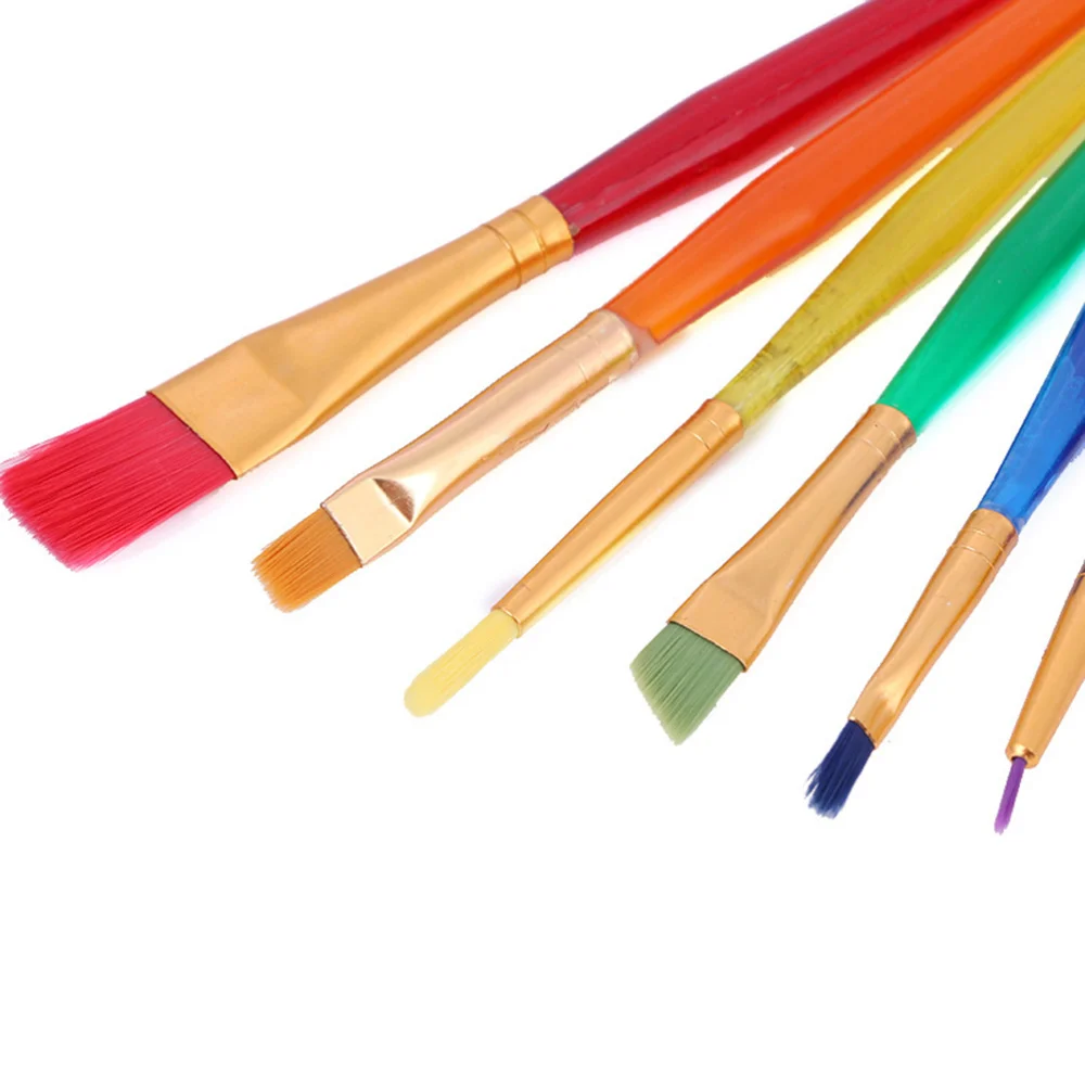 

6Pcs Different Sizes Children's Paint Brushes Colorful Artist Paint Brush Set for Beginner Kids Painting Practice