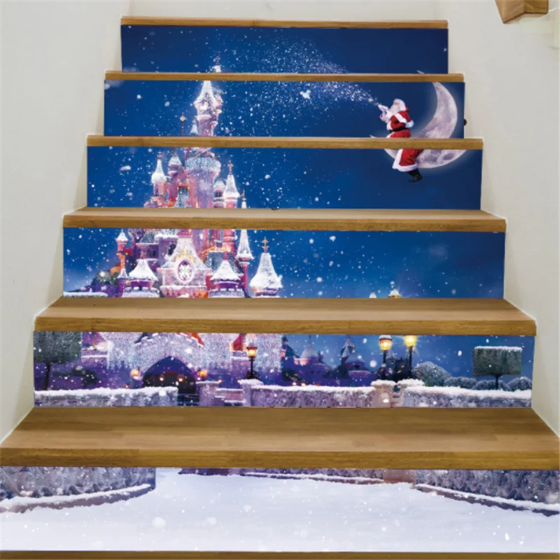 6 шт. 3D наклейки для лестниц ПВХ настенные пола DIY на стены самоклеющиеся ступени