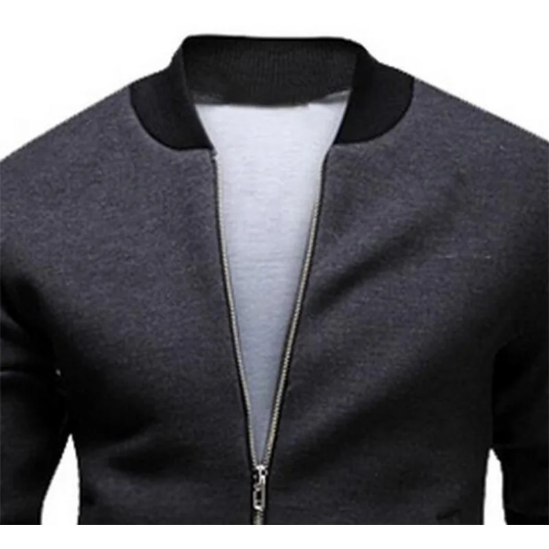 

ZOGAA Men Clothing Male College Baseball Jacket Men's Casual Fashion Long Sleeve Zipper Coats Slim-Fit Solid Color Short Jacket