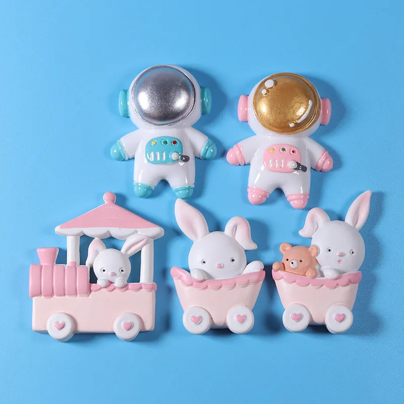 

2021 New Astronaut Train Rabbit Large Resin Doll Refrigerator Magnet Accessories Diy Glue Mobile Phone Shell Patch