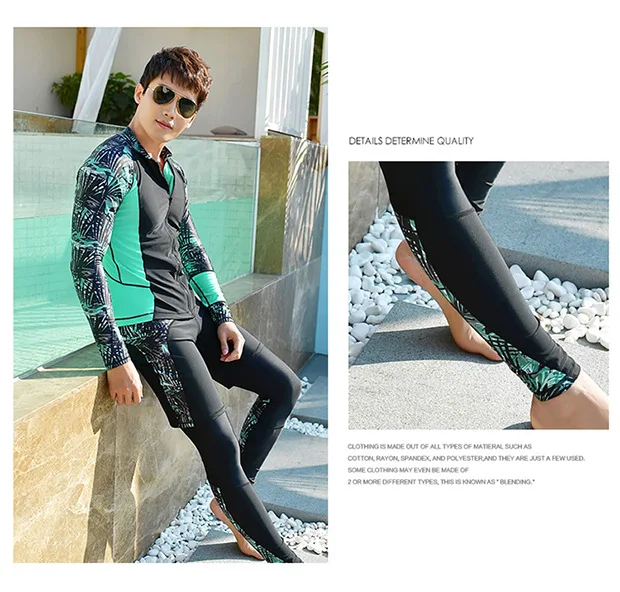 

Men WaterProof Long Sleeve Rash Guard 3 Pieces SwimWear UV Sun Protection Basic Skins Surfing Bathing Diving Suit Shirts+Trunks