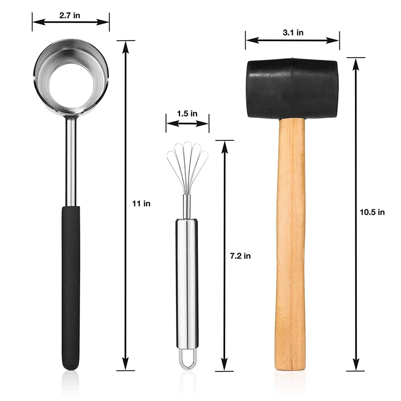 Hot Coconut Opener Set For Young &amp Mature Coconuts By Tools Meat Removal With Hammer Stainless Steel Knife |Premiu | Дом и сад