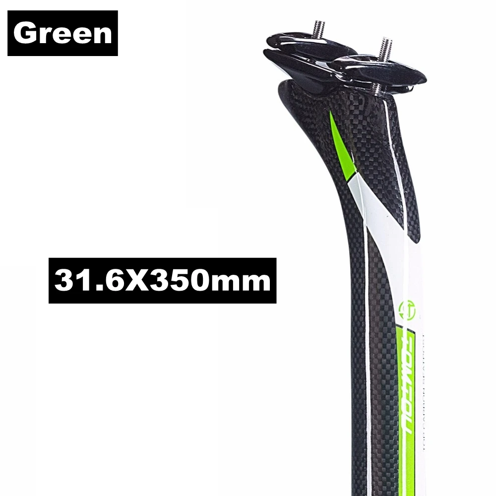 Green 31.6X350mm TOMTOU назад на-25 градусов, для велоспорта, полные 3K из углеродного волокна, велосипедный Подседельный штырь 27,2/30,8/31,6*350/400 мм для дорожного/горный велосипед Запчасти - Цвет: Green 31.6X350mm