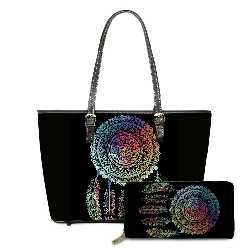 

Модная роскошная дизайнерская женская сумочка и кошельки KUILIU, комплект, Африканский плечевой кошелек с принтом в виде полинезийских перьев...