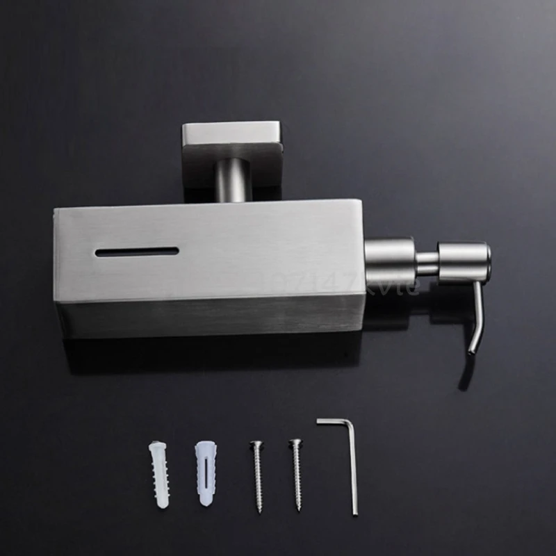 

Stainless Steel Brushed Nickel Finish Soap Dispenser Bathroom Shampoo Box Soap Container Wall Mounted Soap Dispenser