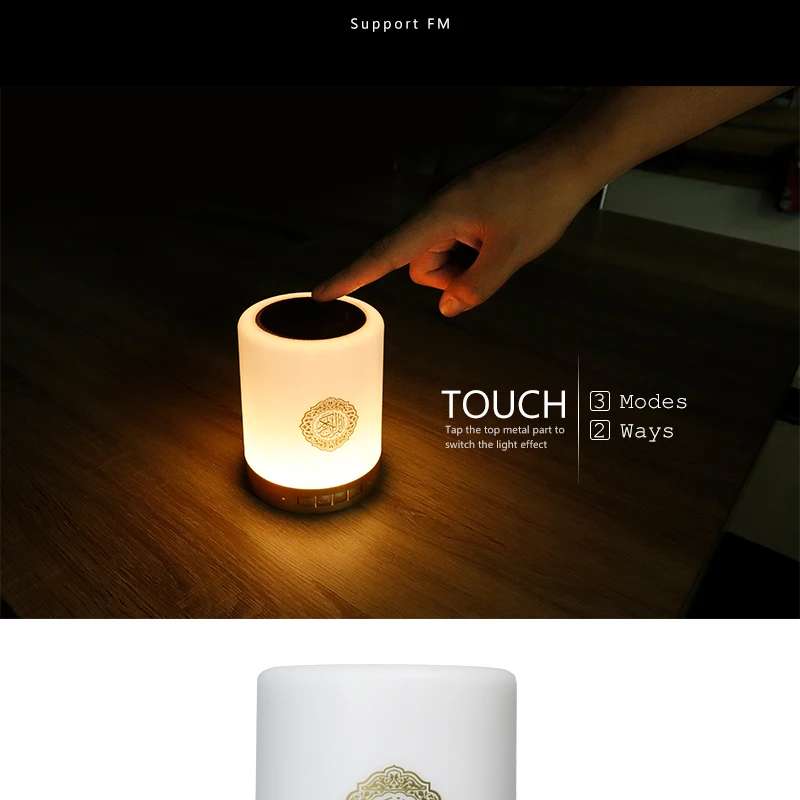 

For IPhone 12 11 X USB LED FAdjustable Lamp Bluetooth-compatible Speaker Touch Remote Control Gift Home Wireless Quran Portable