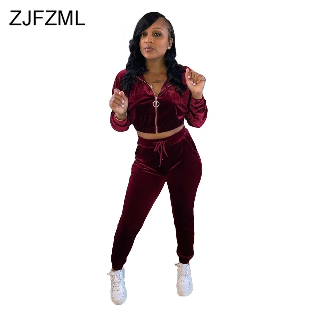 Женский Бархатный спортивный костюм эластичный велюровый укороченный Топ с