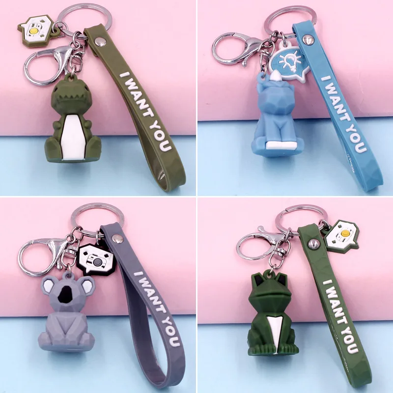 

Cute Cartoon Geometric Cut Face Family Dinosaur KeChain Key Chains For Male And Female Lovers Bag Activity Small Gift Keyring