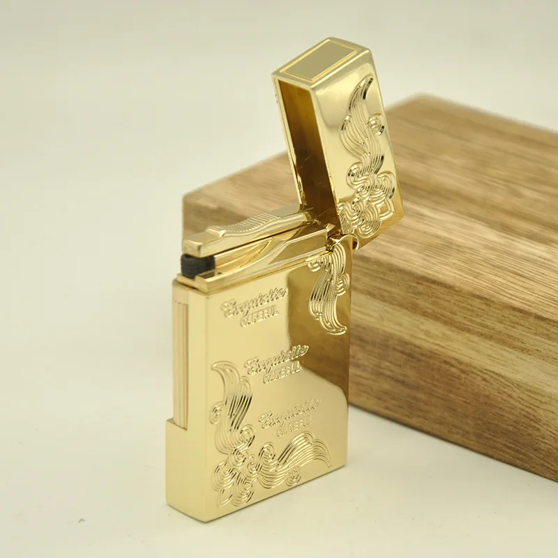 Crisp Sound Gas Lighter Jet Butane Flint Side Sliding Metal DING Cigarette lighter Inflated Flower Pattern Gadgets For Men | Дом и сад