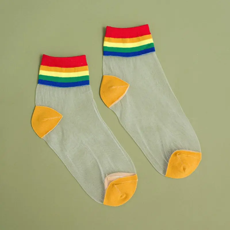 Корейский Стекло волокна носки трубы средней высоты яркий c бантом в полоску