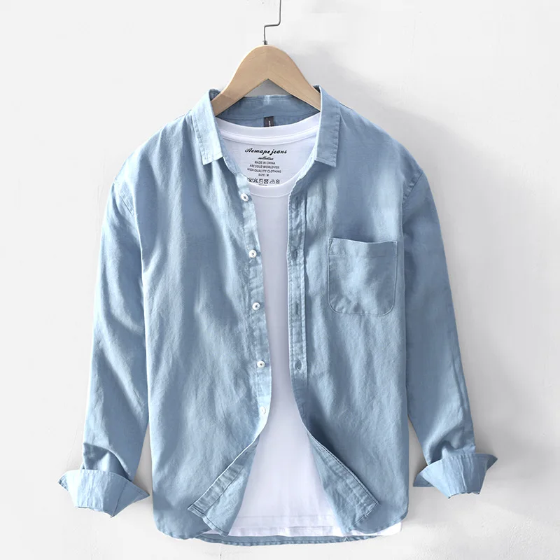 

2021 Spring New Men's Casual Shirt Youth Solid Color Simple Lapel Shirt Trend Casual Shirt Japanese Fashion White Yellow Tops