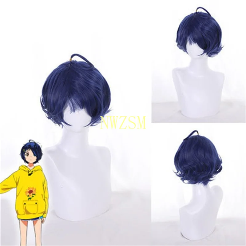 

Wonder Egg Priority Ohto Ai Cosplay Wig Blue Short Hair Wig Woman Girl Bobo Curly Headgear Halloween Party Costume Props
