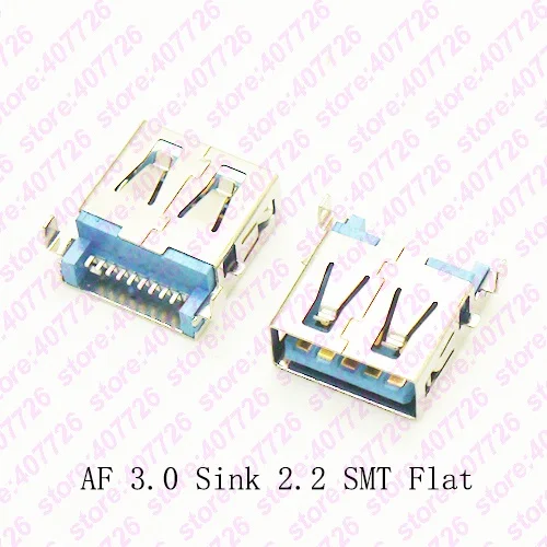 100 шт. AF USB 3 0 коннектор для раковины 2 Тип DIP SMT плоский рот Высокоскоростной разъем