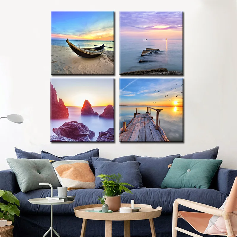 Настенная картина с изображением пейзажа заката пляжа | Дом и сад