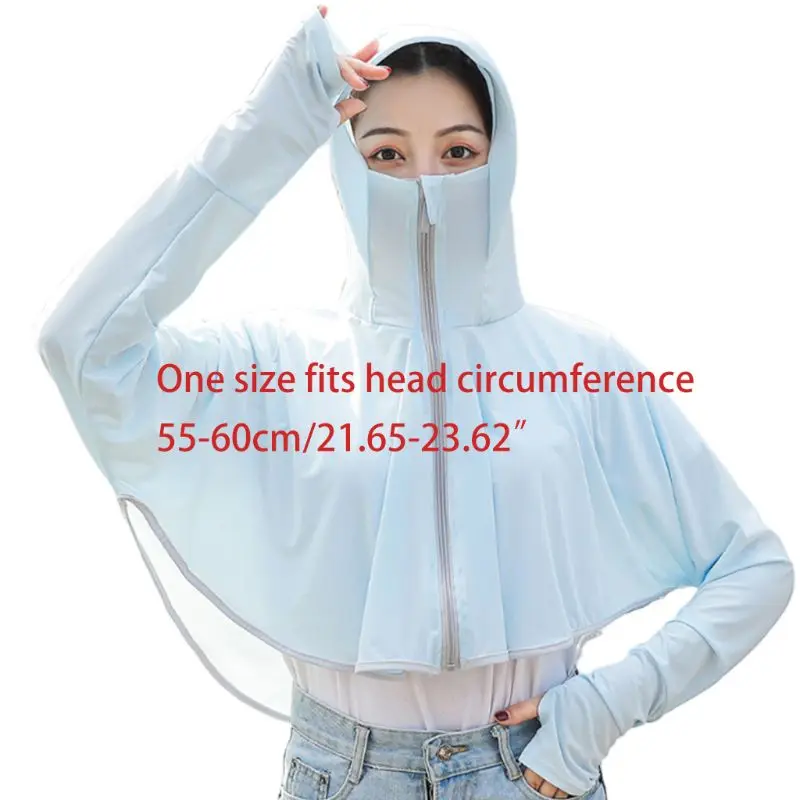 

Outdoor Sun Protection Clothing Women 2020 Head Net Face Protector Long Sleeve Clothes with Wide Brim Sun Hat Detachable Cap