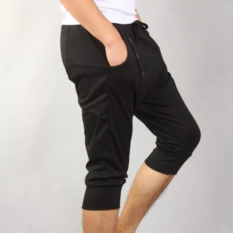 Летние корейские мужские черные повседневные шаровары Харадзюку тонкие