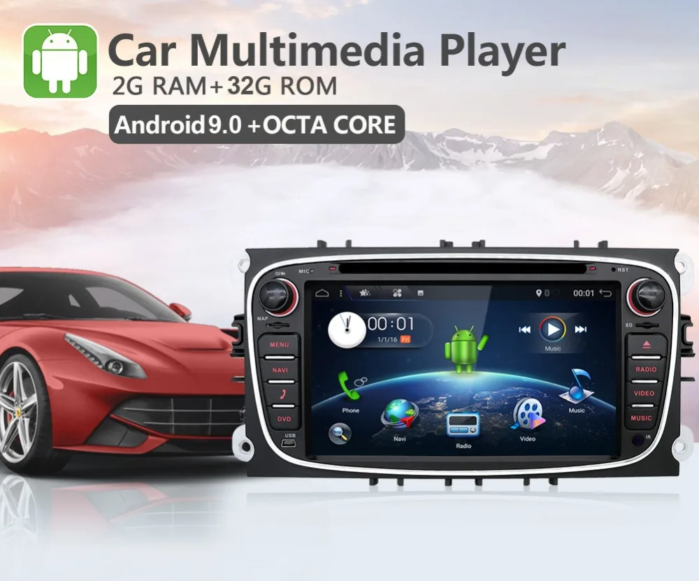 Bosion 2 din Android 9 Восьмиядерный автомобильный dvd-плеер gps Navi USB RDS SD для Ford Mondeo Focus Galaxy Аудио Радио Стерео головное устройство