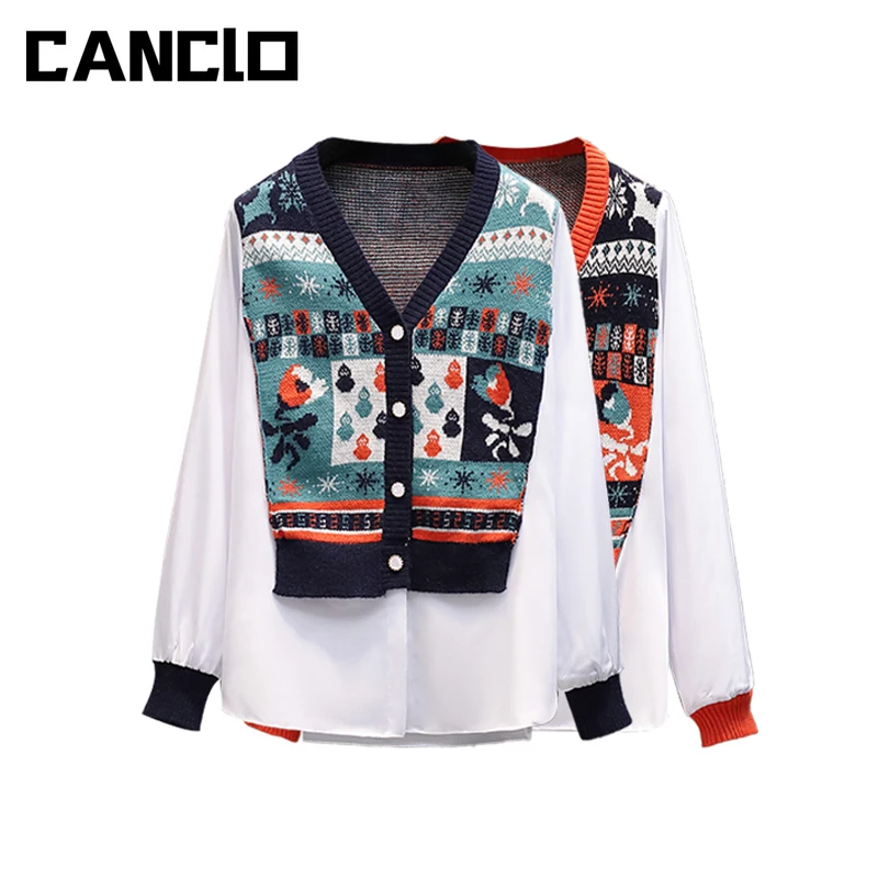 

Fashion Autumn Clothes Women 2021 Vintage Graphic Print T Shirt Button Up Long Sleeve Top Blouse Ladies Tops Knitted Polo Shirt