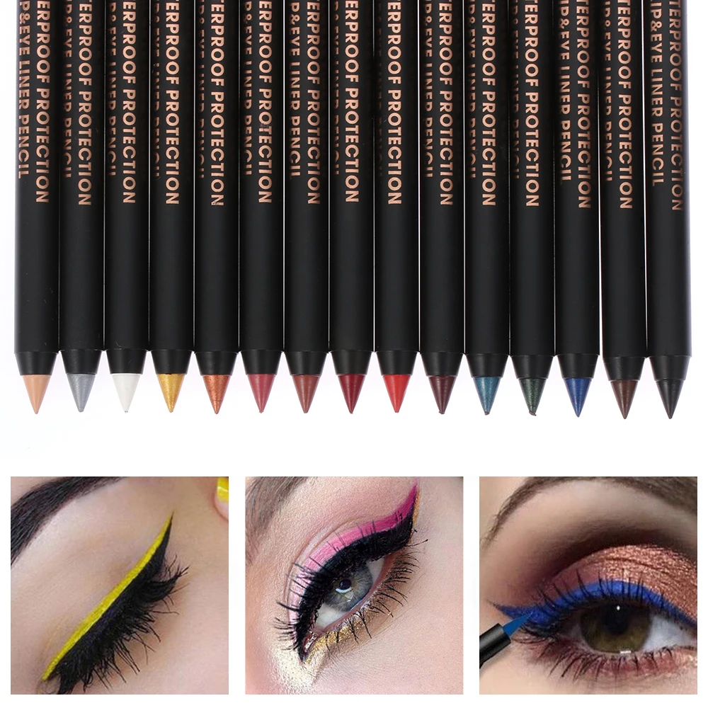 1PC 15 Colors Waterproof Long-lasting Colorful Pigment Eyeliner Eyeshadow Pencil Lip Liner Pen Women Makeup Beauty Tools | Красота и